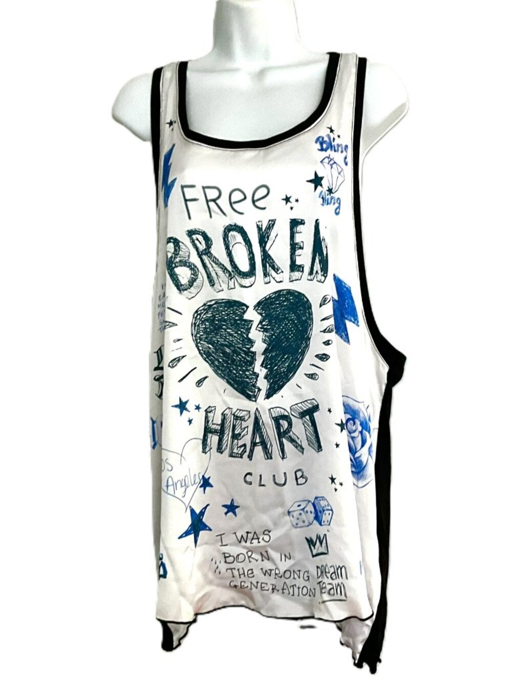 Happiness Free Broken Heart Club Graphic Tunic Tank Dress Italy OS